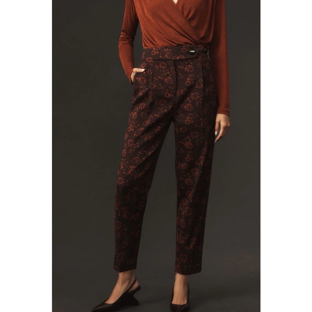 Anthropologie Maeve Jacquard High-Rise Trousers